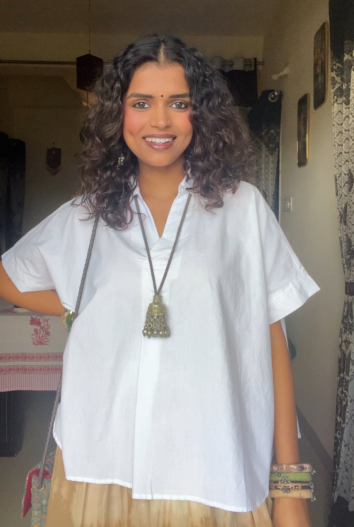 Ivory Oversized Shirt Top