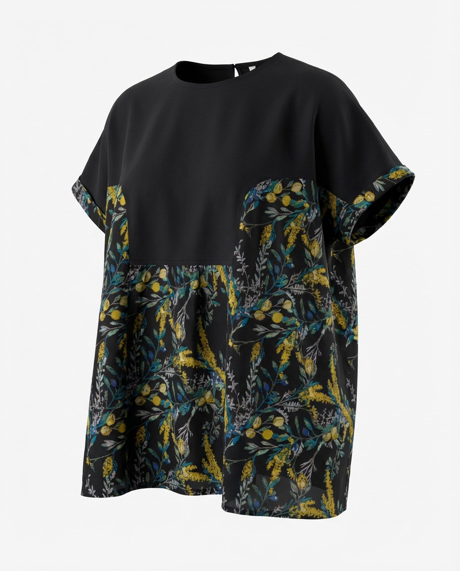 Midnight Bloom Oversized Top