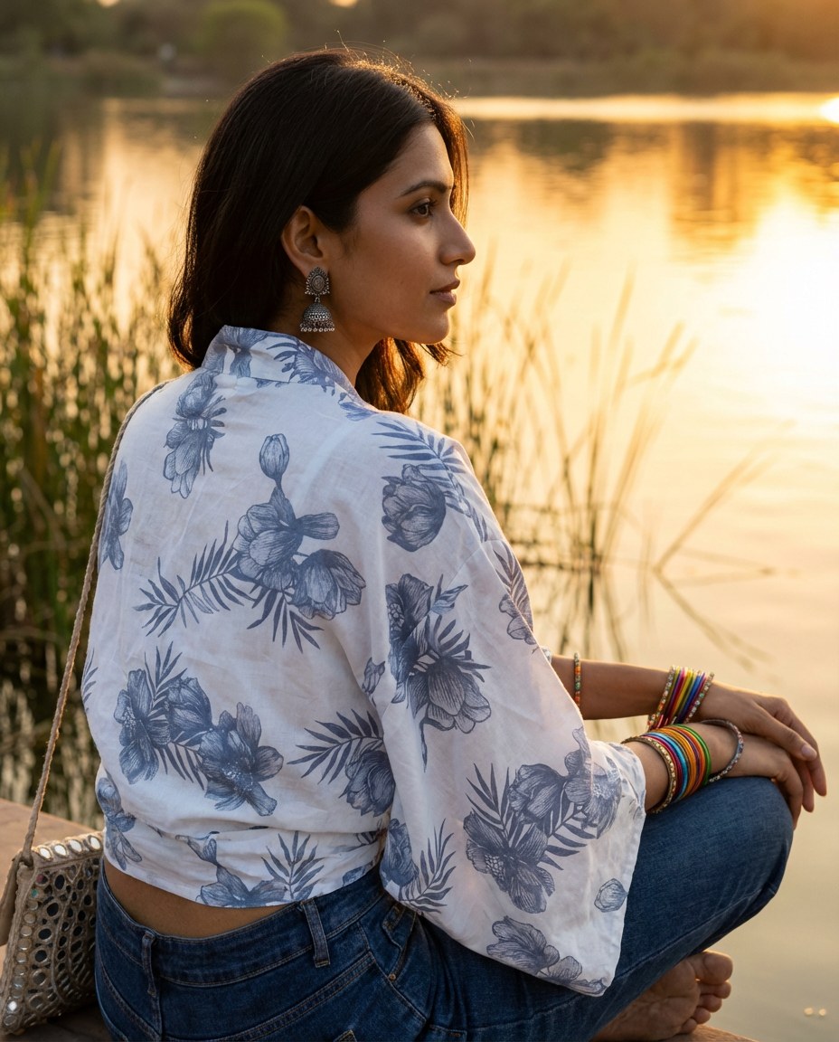 Indigo Bloom Kimono