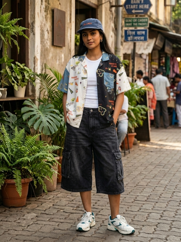 Hawaiian Print Oversized Shirt