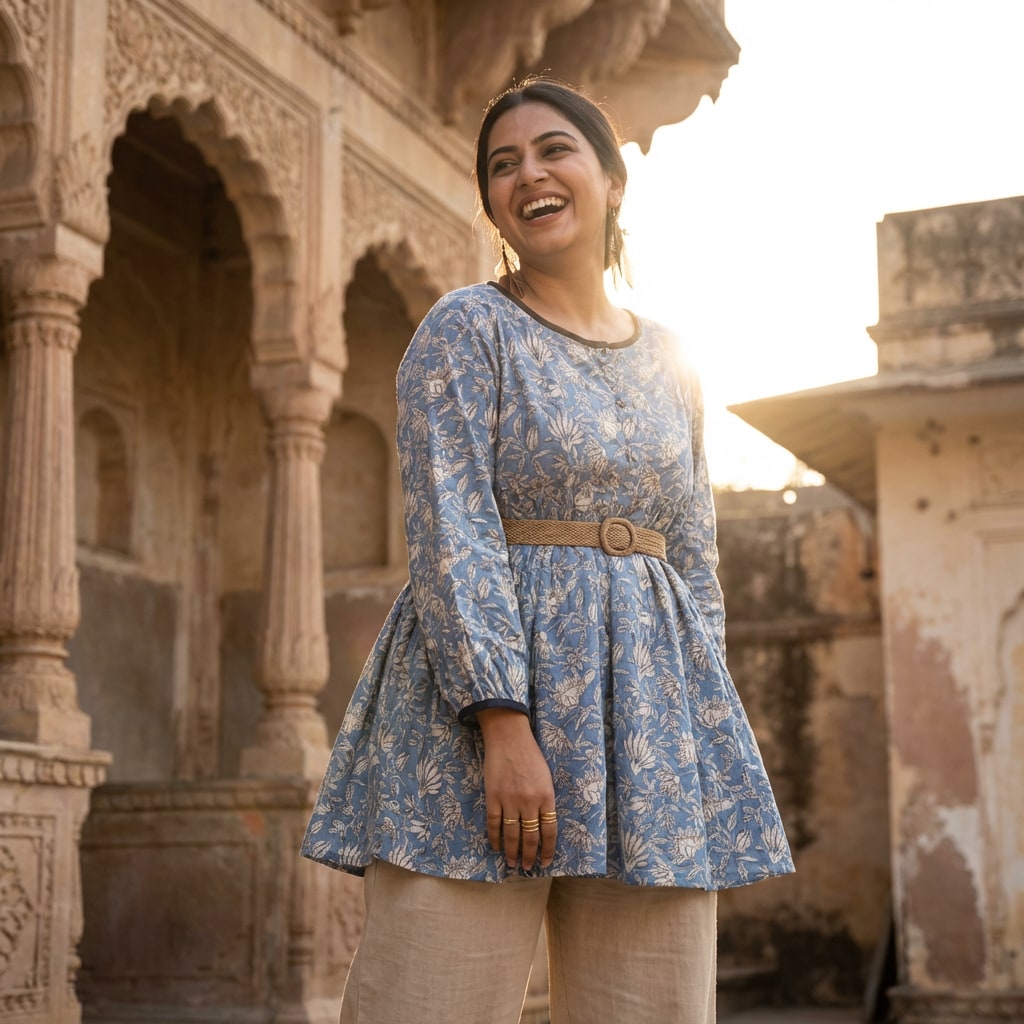 Blue Floral Oversized Tunic