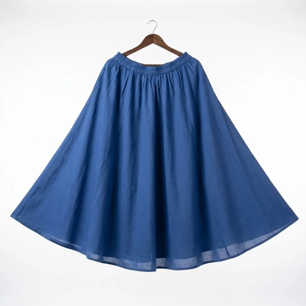 Cobalt Crinkle Cotton Skirt