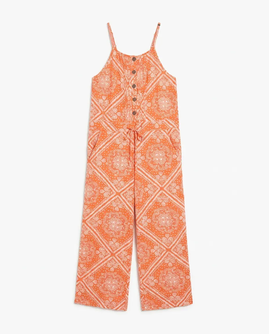 Coral Geometric Jumpsuit