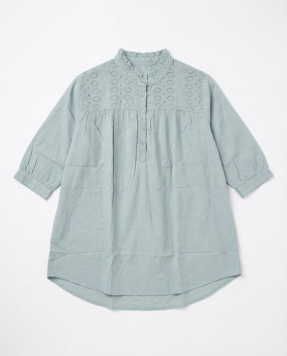 Dusty Blue Eyelet Tunic