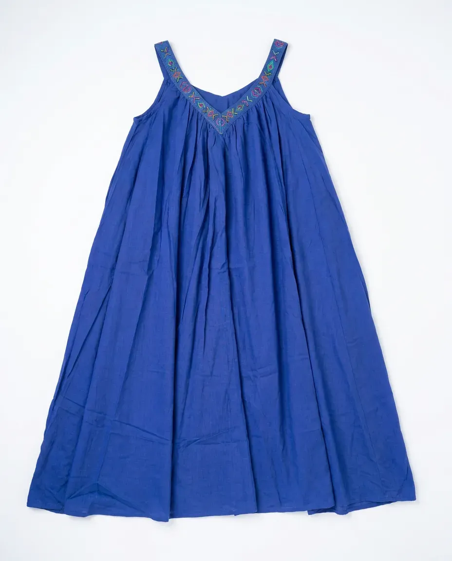 Indigo Embroidered Maxi Dress