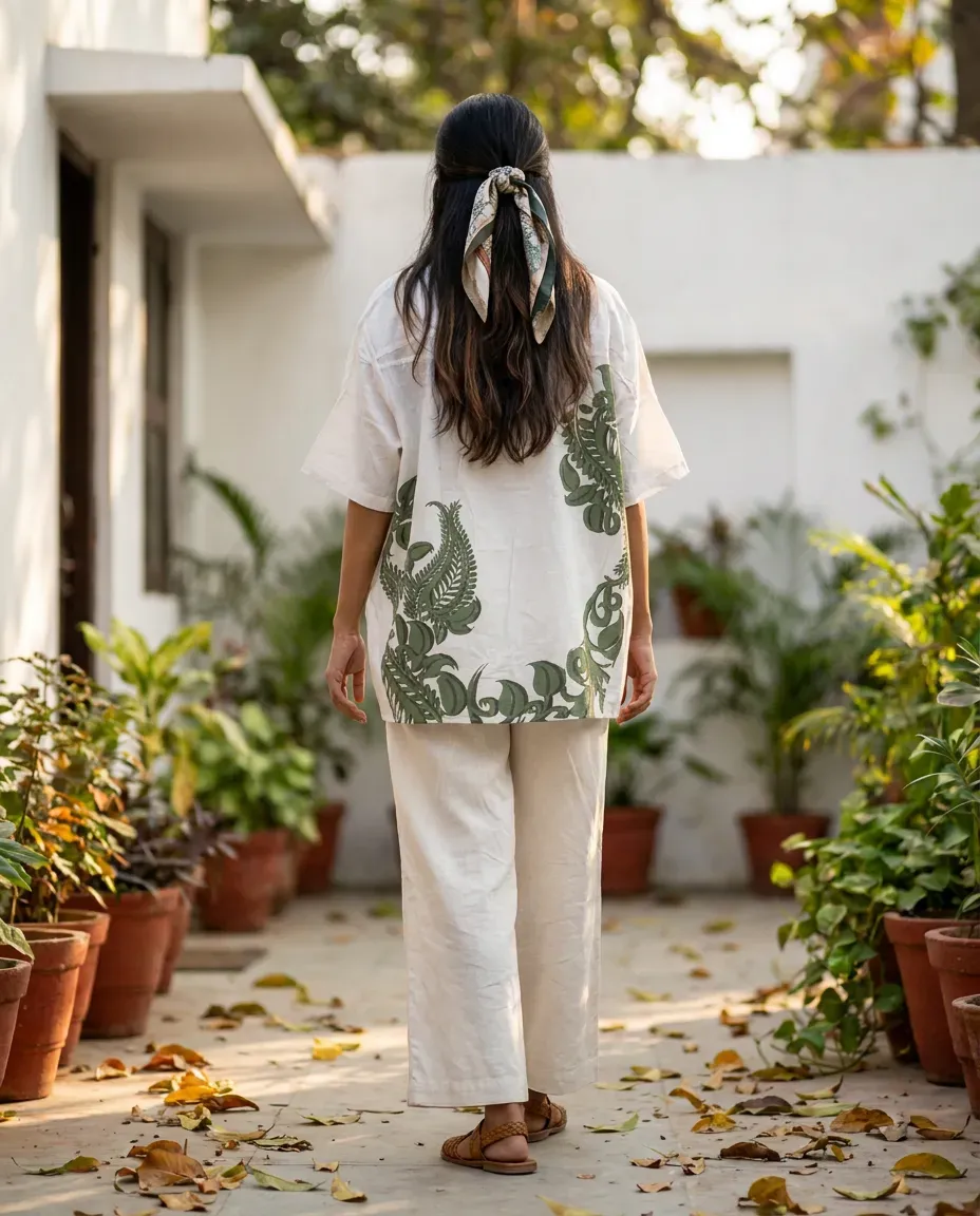 Ivory Botanical Print Shirt