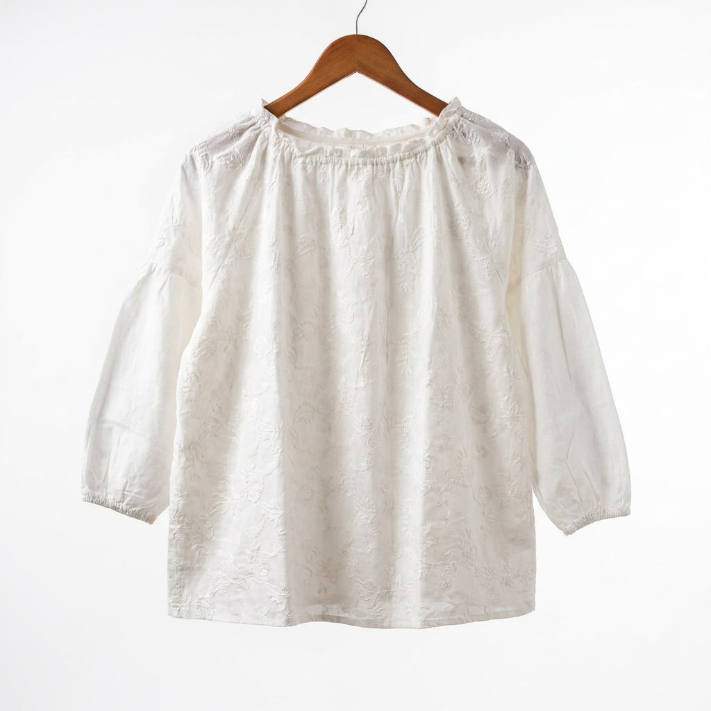 Vanilla Mist Embroidered Cotton Top