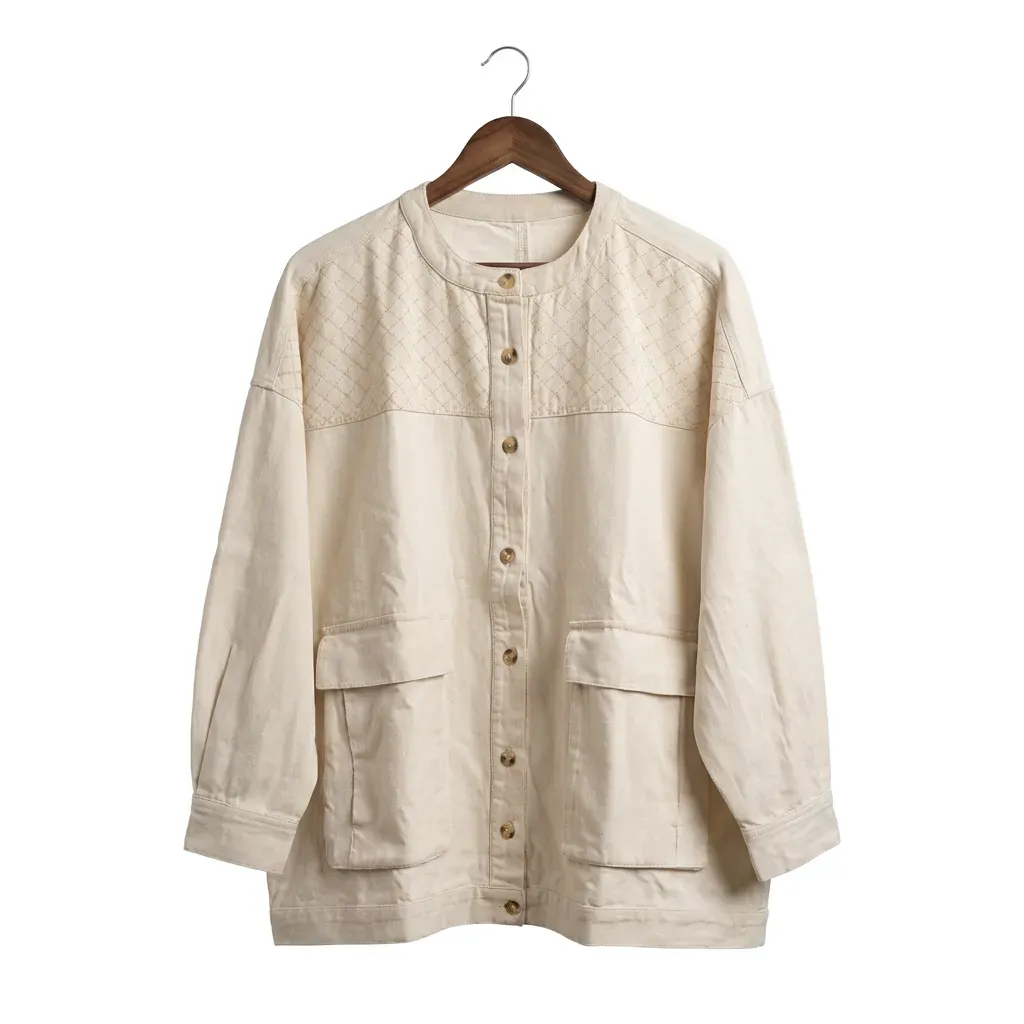 Ivory Quilted Panel Jacket