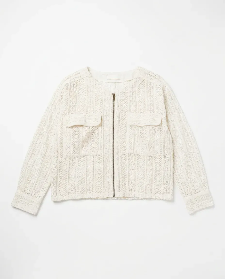 Ivory Textured Zip Jacket
