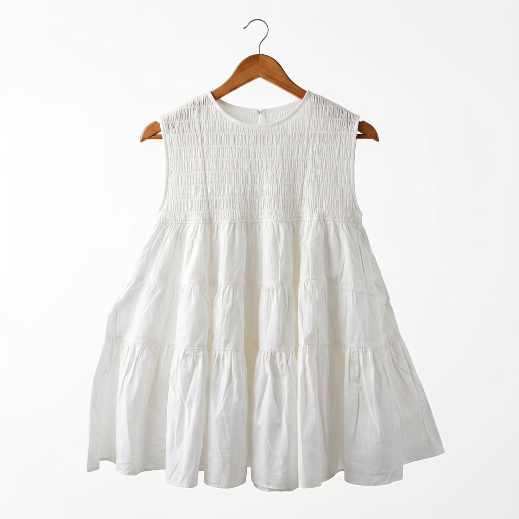 Ivory Tiered Cotton Dress