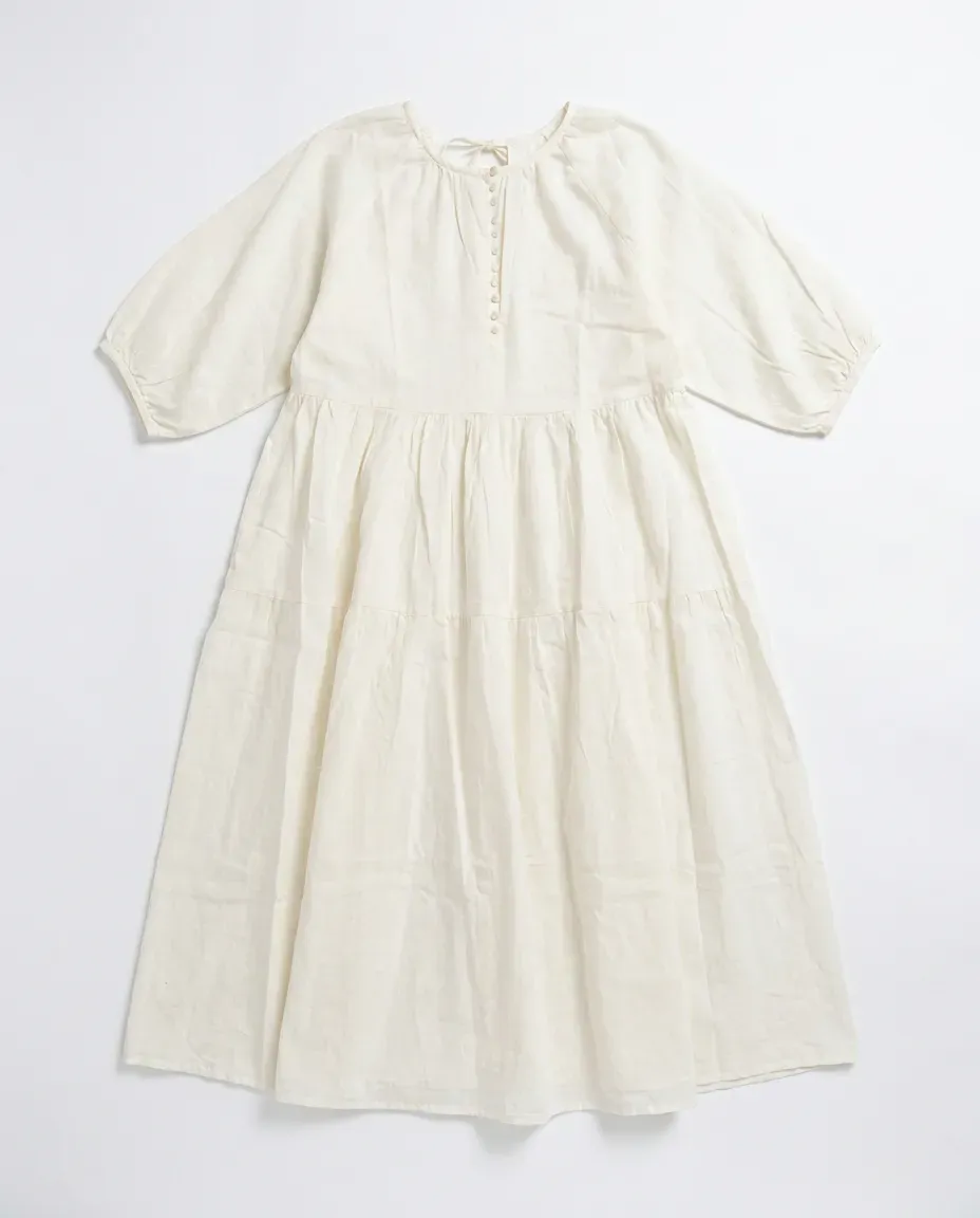 Ivory Tiered Cotton Dress