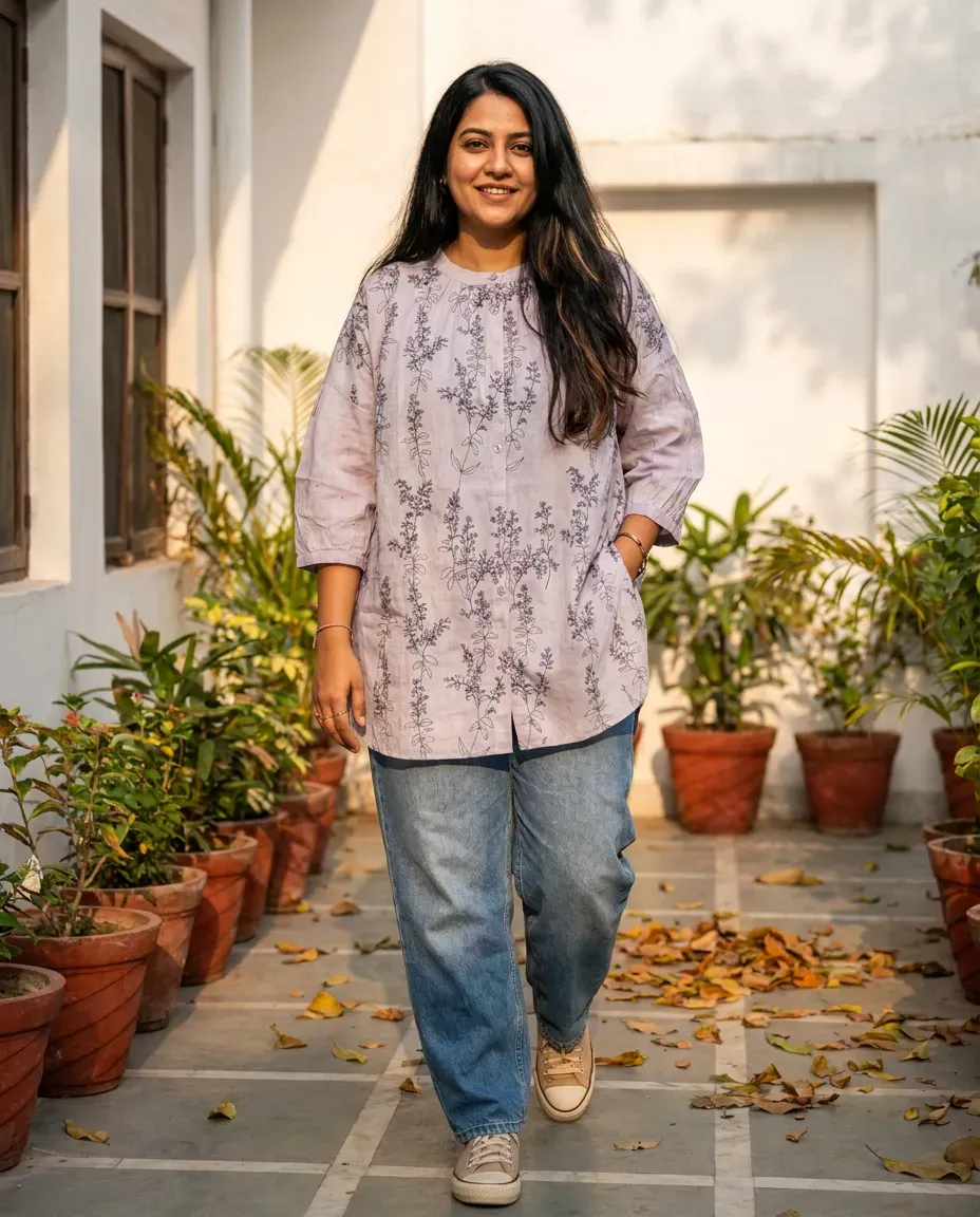 Lavender Botanical Print Shirt