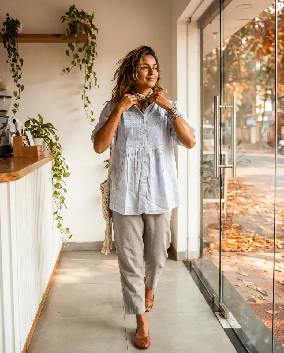 Lavender Embroidered Cotton Top