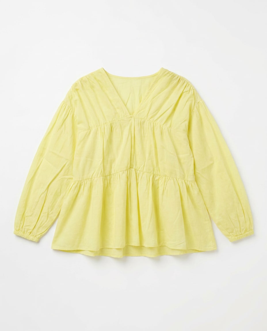 Lemon Ruched Cotton Top