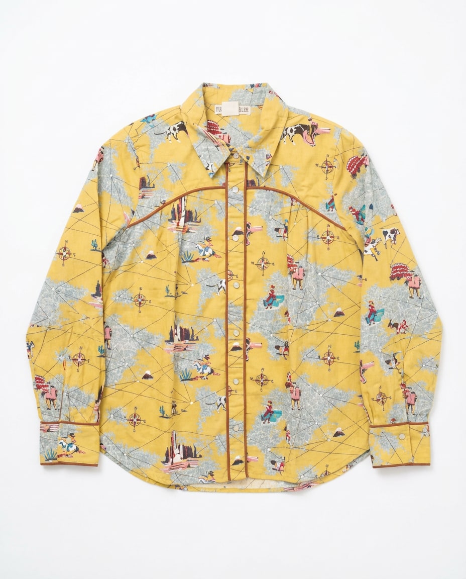 Mustard Map Print Shirt