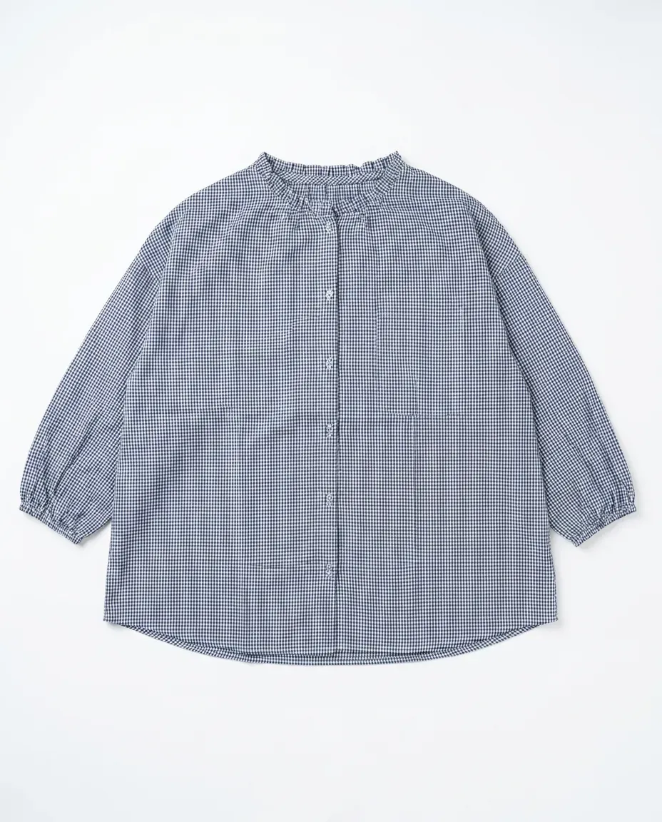 Navy Check Oversized Shirt