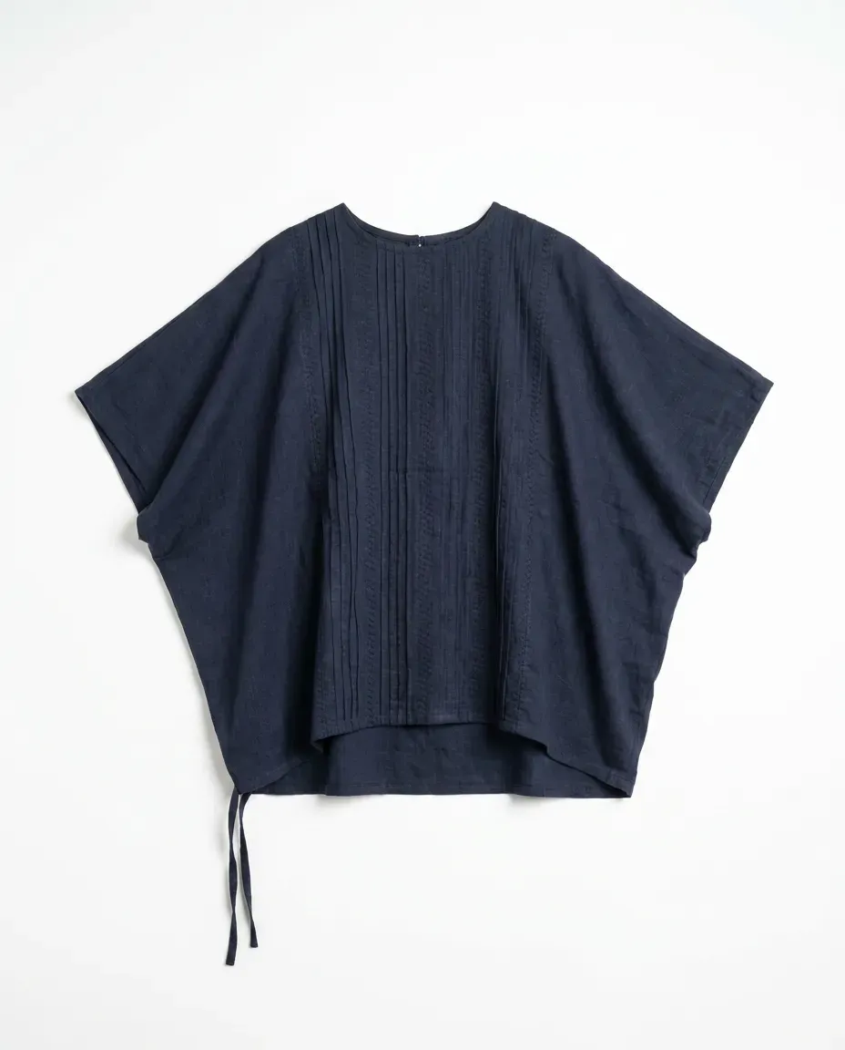 Navy Ribbed Oversized Top