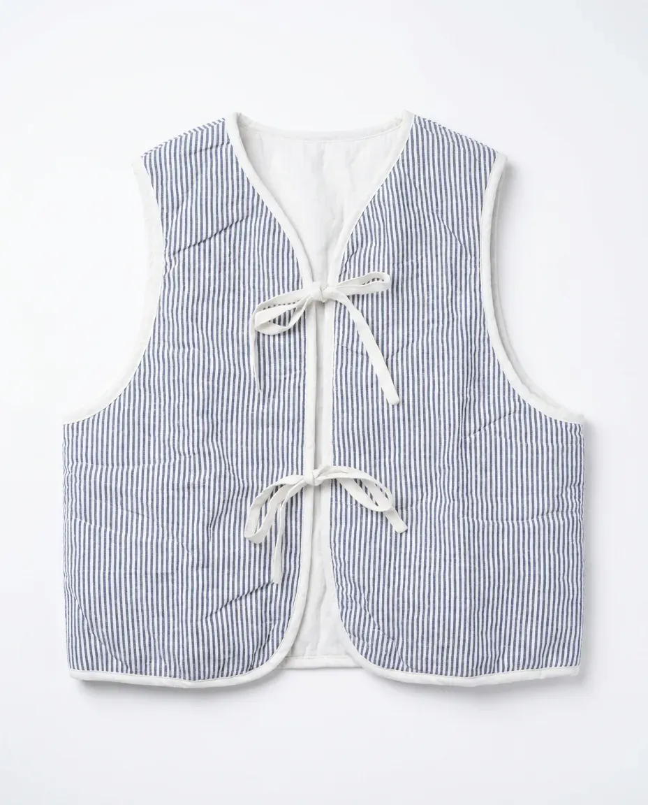 Navy Stripe Quilted Vest