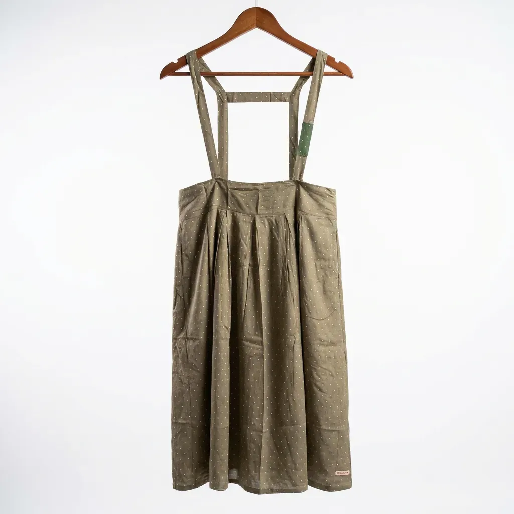 Olive Polka Dot Dress With Suspenders