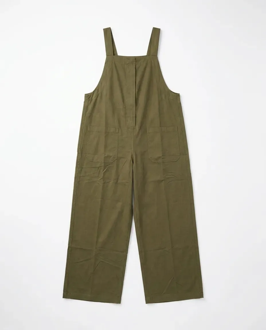 Olive Structured Cotton Jumpsuit