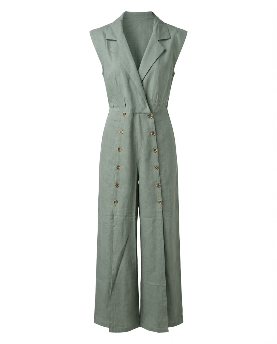 Sage Button-Front Jumpsuit