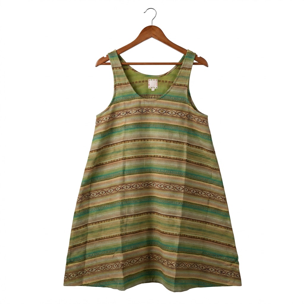 Sage Stripe Tiered Dress