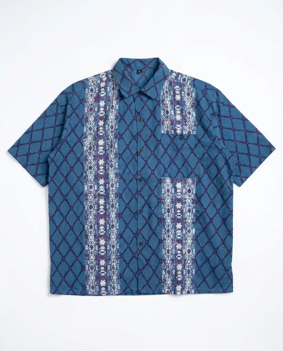 Teal Geometric Print Shirt
