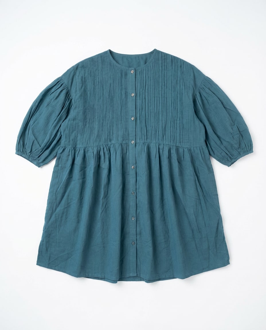 Teal Pleated Cotton Top
