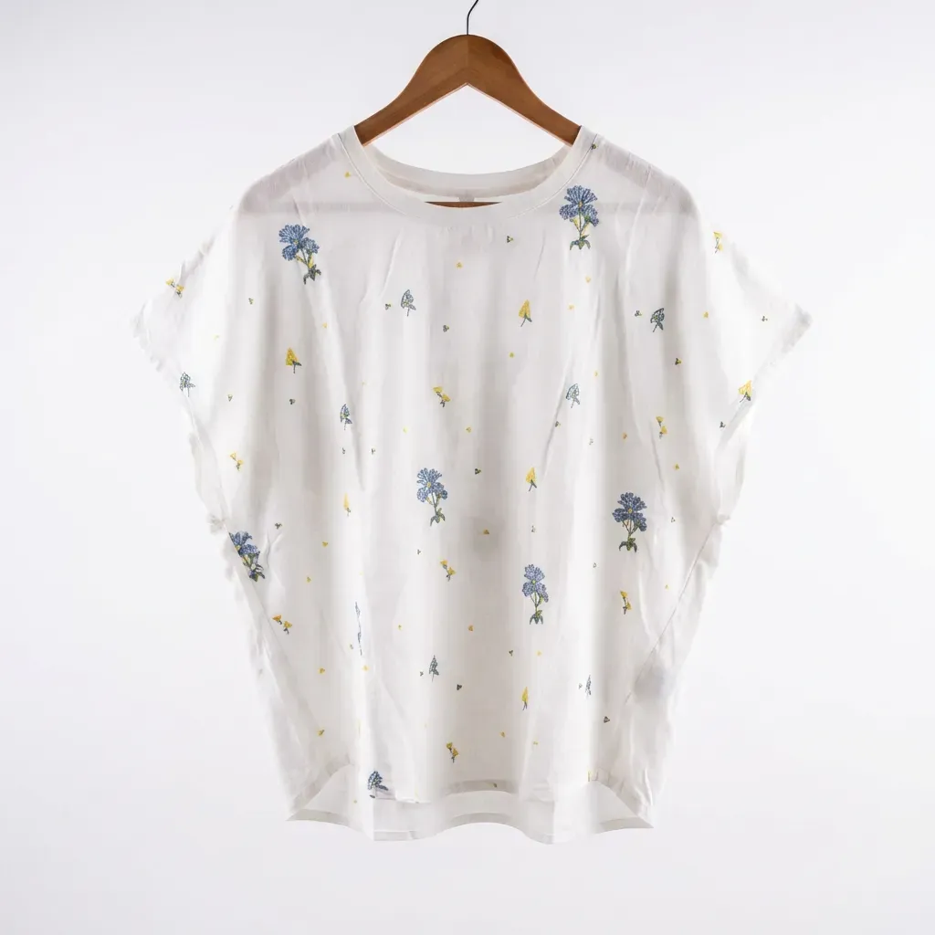 White Floral Drape Top